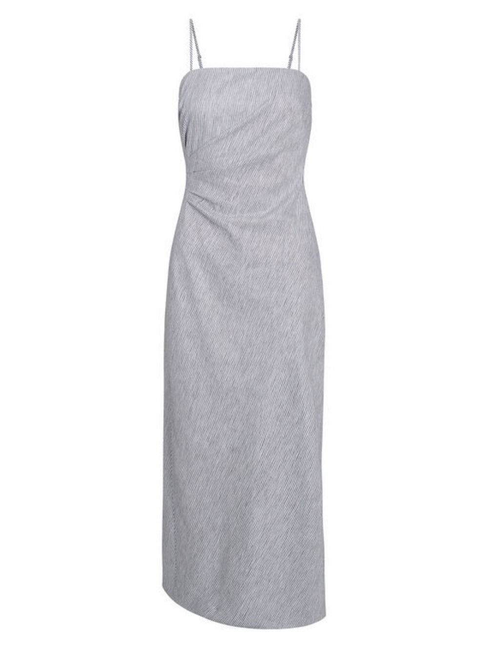 NWOT Vince Ticking Stipe Linen-Cotton Draped Strapless Midi Dress